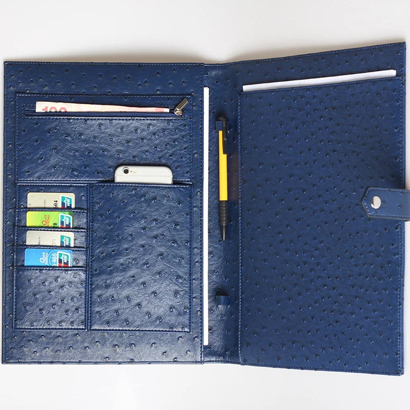 Ostrich Dark Blue HIGHREAL Лидер продаж блокнот Сумка для документов вышитый питон узор А4 держатель для файлов высокое качество бизнес держатель для ноутбука - Цвет: Ostrich Dark Blue