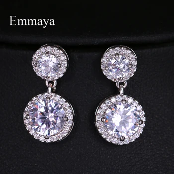 

Emmaya New Arrival Fashion For Women Different Size Of Round Cubic Zircon Silver Plated Dazzling Earring In Dinner Ornaments