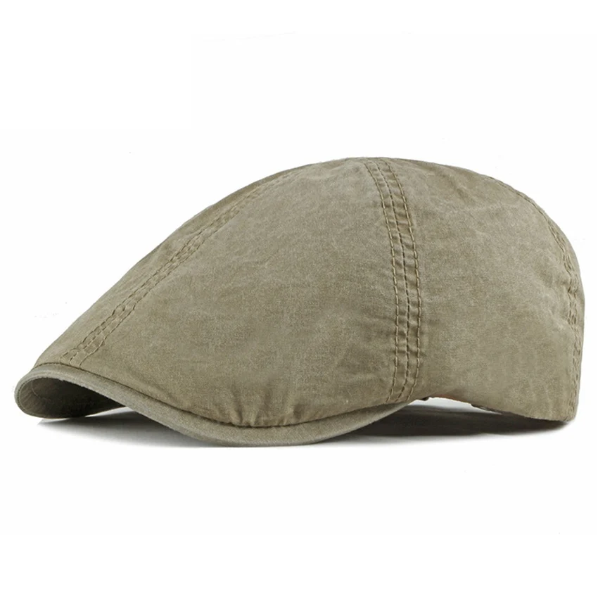Khaki JNKET Весна Лето Досуг берет унисекс шляпа ретро остроконечная Кепка плоская кепка s Уличная шляпа с полями для путешествий Duckbill шапочка из хлопка - Цвет: Khaki