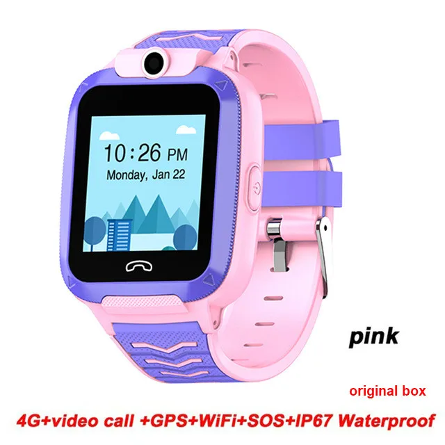 PINK Q51 4G Детские Смарт-часы IP67 водонепроницаемые часы Видеозвонок телефон SOS Вызов умные часы Детские умные часы gps часы pk DF39Z - Цвет: PINK