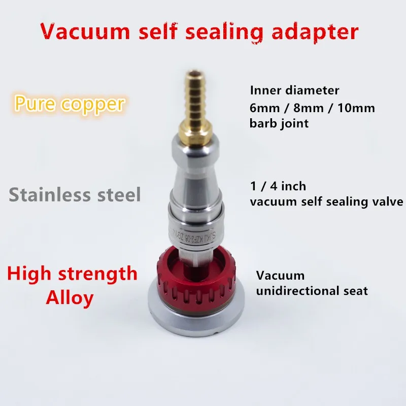 Vacuum Self Sealing Metal Valve Nozzle Adapter Vacuum Bag Connector