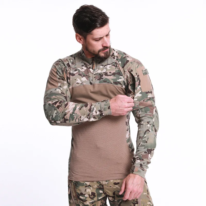 Мужская тактическая футболка Летняя армейская камуфляжная Боевая футболка с длинным рукавом Военная Футболка мужская верхняя одежда футболка для мужчин футболки