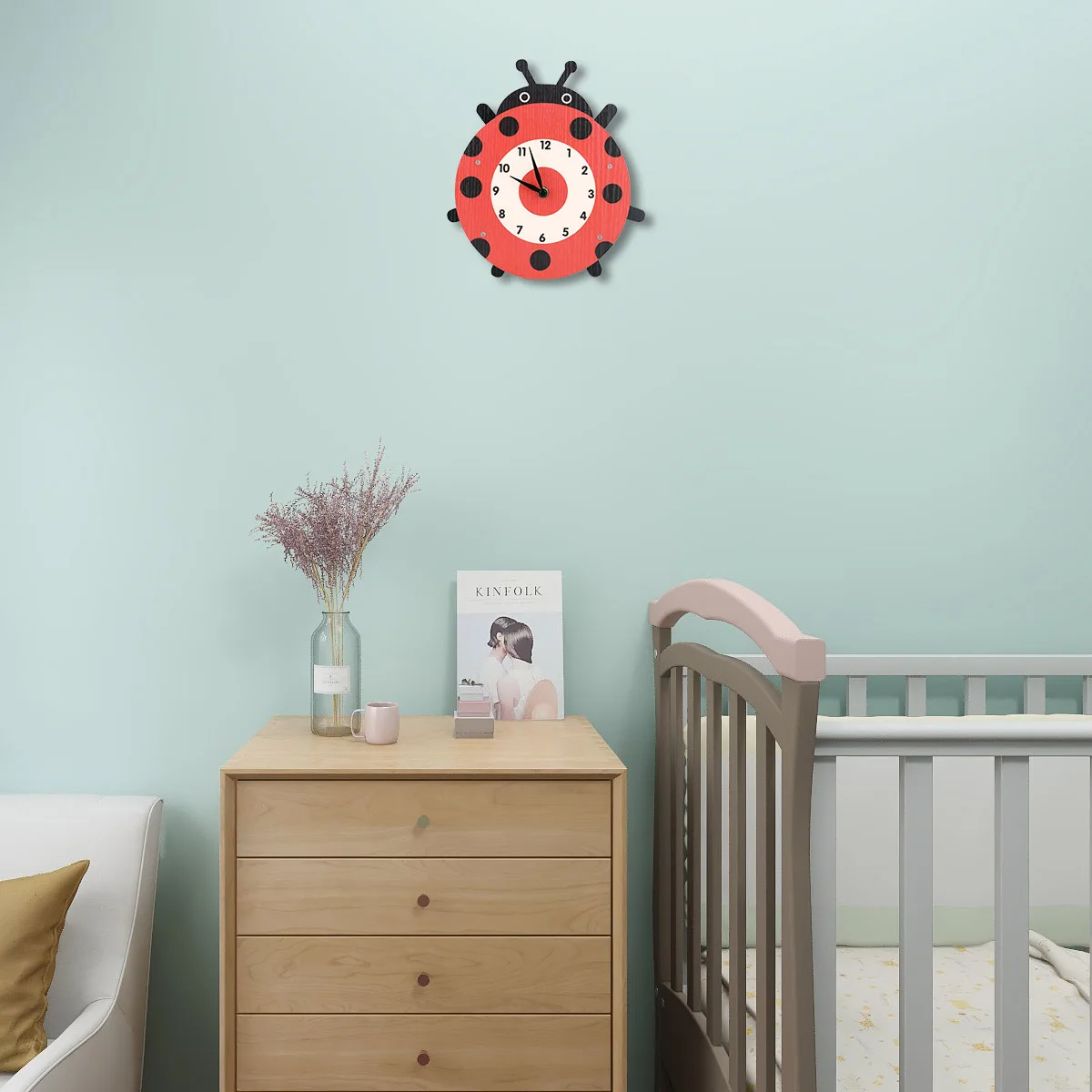 digital wall clock Cartoon Animal Clock Swinging Ladybug Clock Wooden Wall Clock Clock for Kids Room Living Room Home Decor stylish wall clock