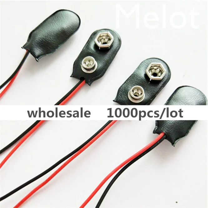 

Wholesale 1000pcs PP3 9V 9volt Battery Holder Clip Snap Type I On Connector Cable Lead 15cm length Cable 3 years warranty