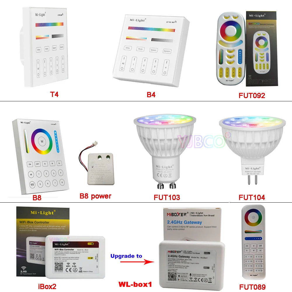 

Miboxer FUT103/FUT104 4W GU10 MR16 RGB+CCT LED Spotlight AC110V 220V FUT089/FUT092/B8/B4/T4/WL-Box1/iBox2 2.4G Remote controller