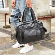 Винтажные ПУ водонепроницаемые сумки для мужчин, портативные сумки через плечо для спортзала, мужские Модные дорожные сумки, повседневная спортивная посылка