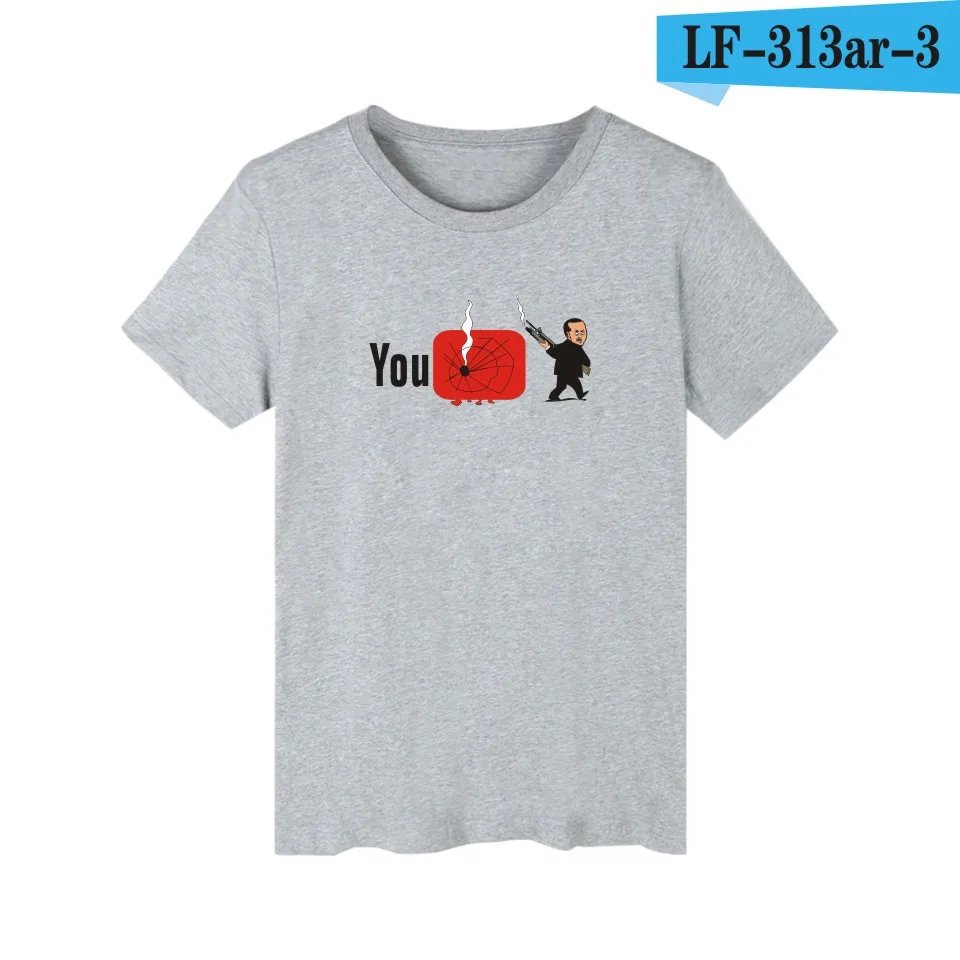 gray shirt Забавная футболка с логотипом Youtube, хлопковая Футболка с черно-белым принтом, Мужская/женская футболка, футболка, Топы, Youtube, простая Рабочая одежда - Цвет: gray shirt