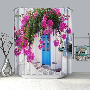 

Idyllic Scenery Curtain Waterproof Fashion Bath Curtains for Bathroom Bathtub Bathing Cover Large Wide 12pcs Hooks Rido Douch