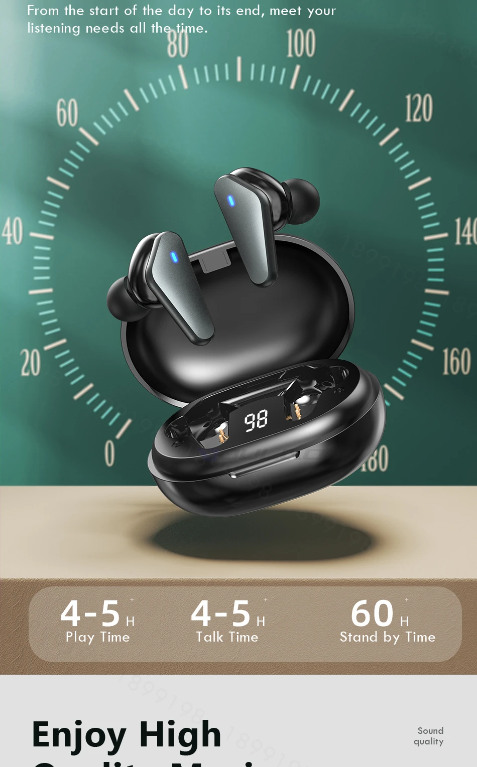 Tws bluetooth 5.0 fones de ouvido display
