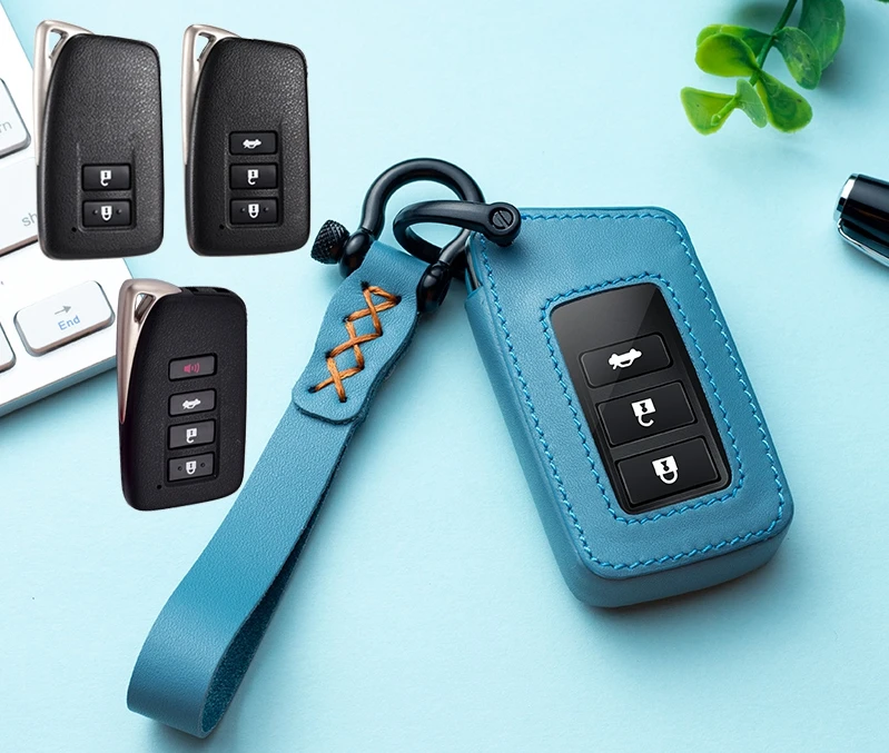 A key blue Автомобильный кожаный Футляр для ключей Geunine, бумажник для Lexus UX260 ES300h ES350 ES200 LS350 ES RS GS IS LX серии NX, аксессуары - Название цвета: A key blue
