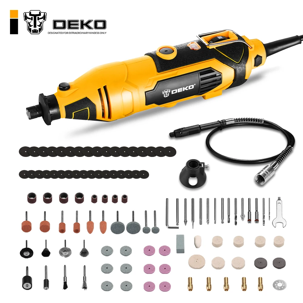 DEKO DKRT02 220V  Electric Drill Variable Speed Mini Grinder Rotary Tool Kit Cutting Polishing Drilling with dremel Accessories