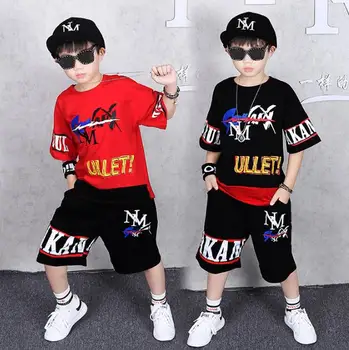 

2020 Summer Kids Clothes Set Boys Clothing Short sleeve Outfit Teenage 5 6 7 8 9 10 11 12 Years Children Hip Hop Dance Costumes