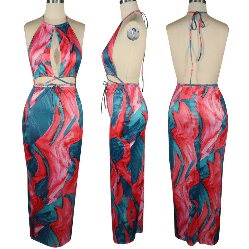 Длинное платье vestidos vestido с принтом, женское платье, длинный, с бретелями, Сексуальные вечерние платья, вечерние платья, женская одежда