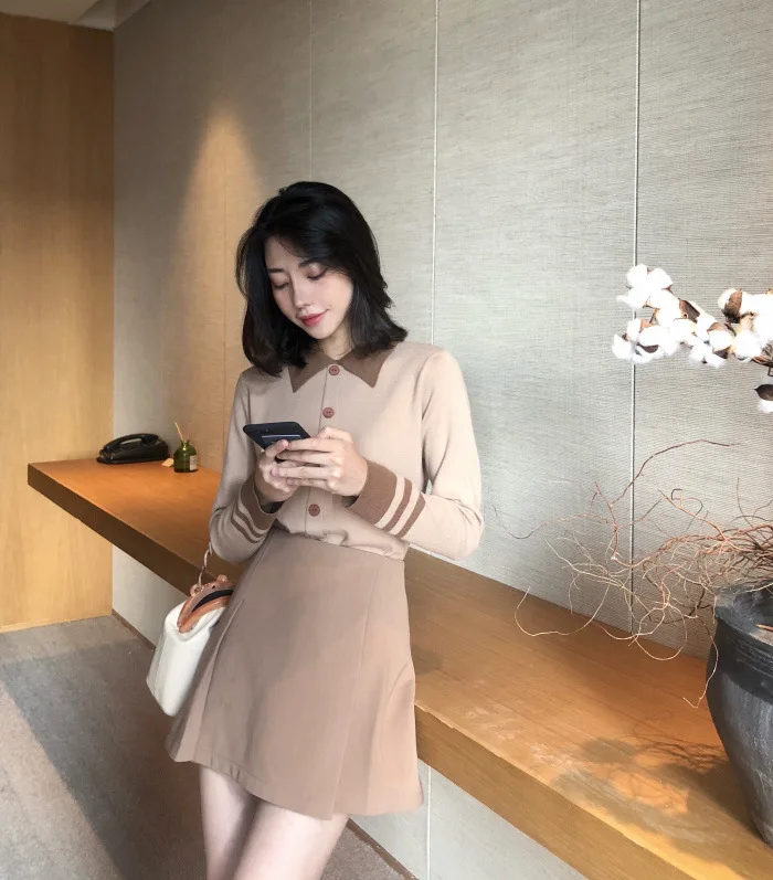 Autumn/winter Sweaters Stripe Long Sleeve Knit Cardigan Casual White Black Khaki Slim Sweater Women's Sweater Bottom Top Female