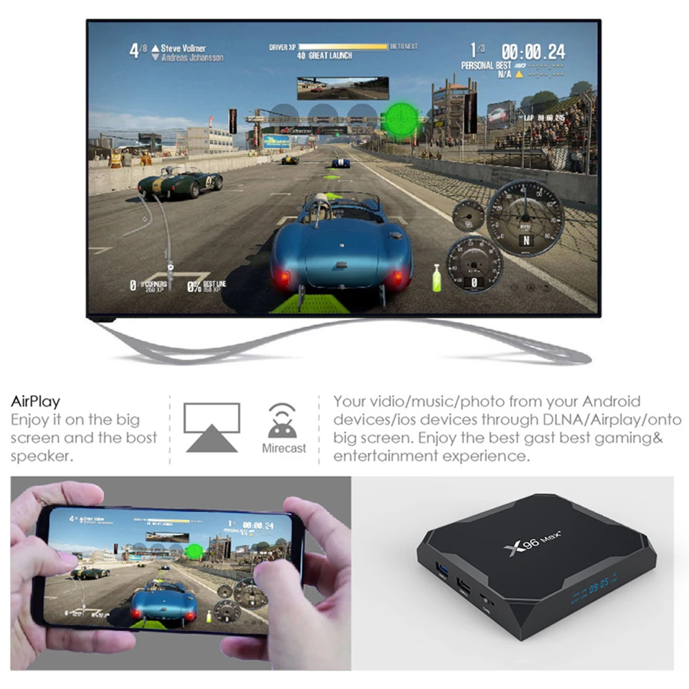 X96 Max Plus Smart tv Box Android 9,0 S905X3 четырехъядерный 2,4G/5,0G Wifi Bluetooth 4,0 8K 1080P HD Смарт медиаплеер телеприставка