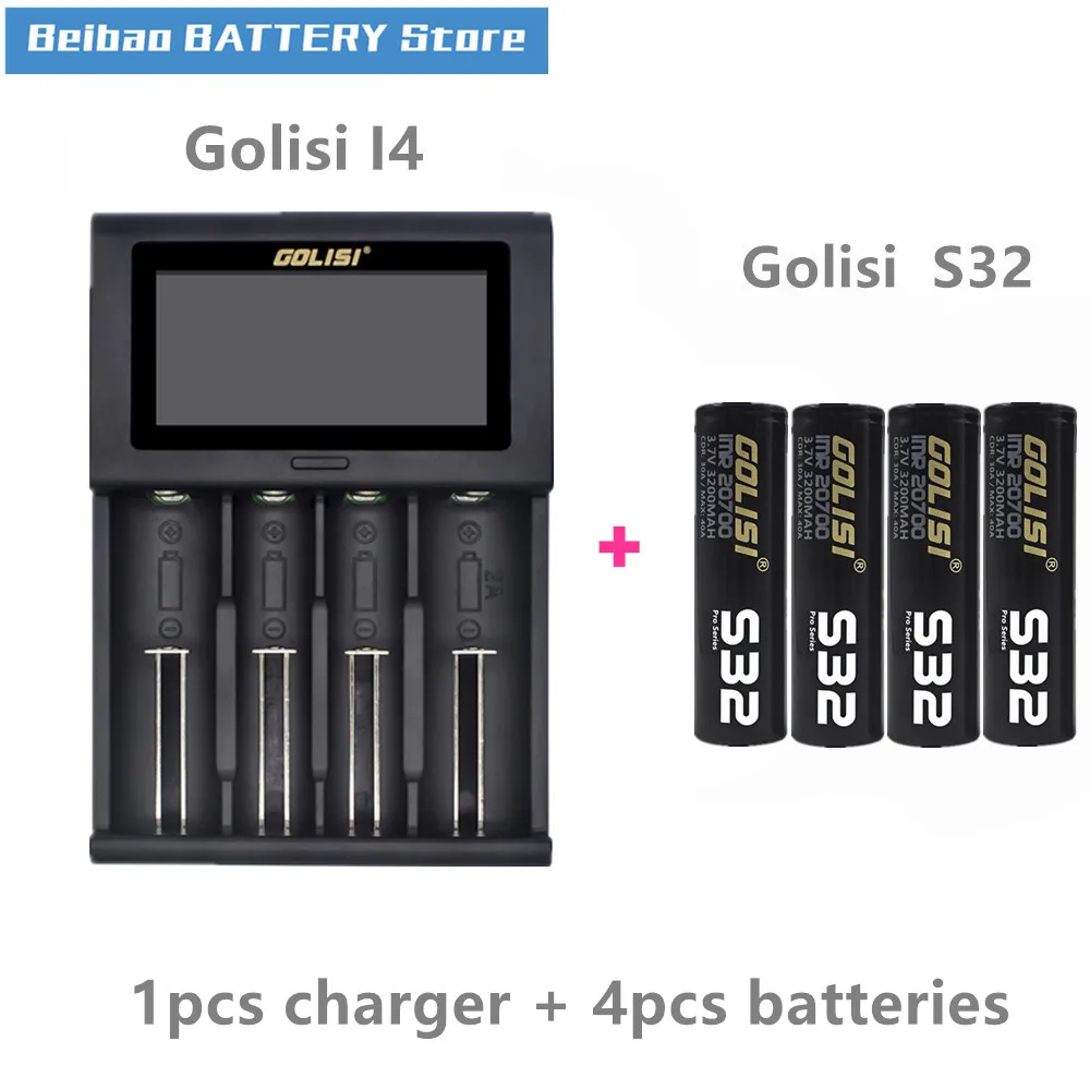 GOLISI S32 IMR 20700 батарея 3200 мАч аккумуляторная батарея для VAPE с Golisi I4 умное зарядное устройство ЖК-дисплей 2A Быстрая зарядка