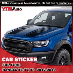 Autocollants de voiture à rayures graphiques en vinyle, étiquette de capot, de course, pour Ford Ranger 2012 2013 2014 2015 2016 2017 2018 2019 
