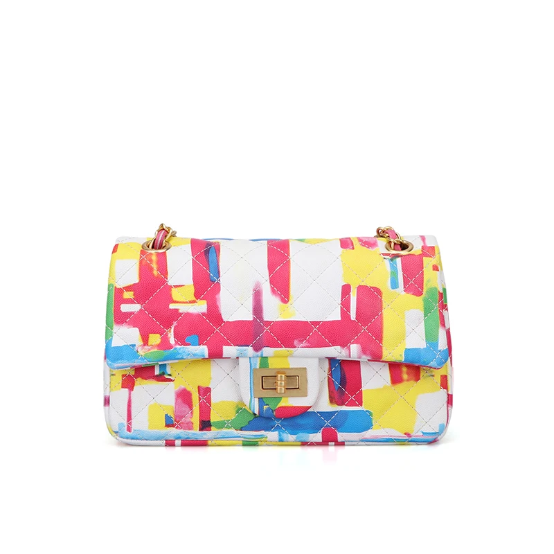

2019 New Design Women Messenger Bags Famous Brand Multi Color Colorful Rainbow Chain Single Shoulder Bags Crossbody Ladies Girls Womens Purses and Handbags ins Popular