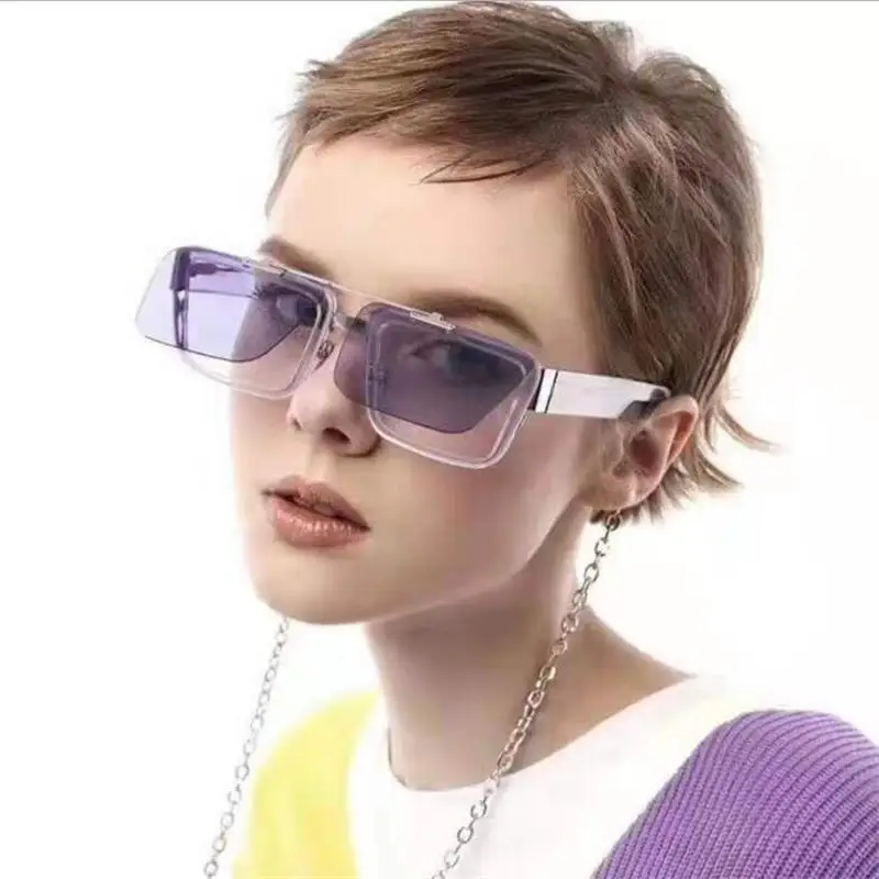 Очки солнцезащитные унисекс в стиле панк модные квадратные флип-очки винтажном