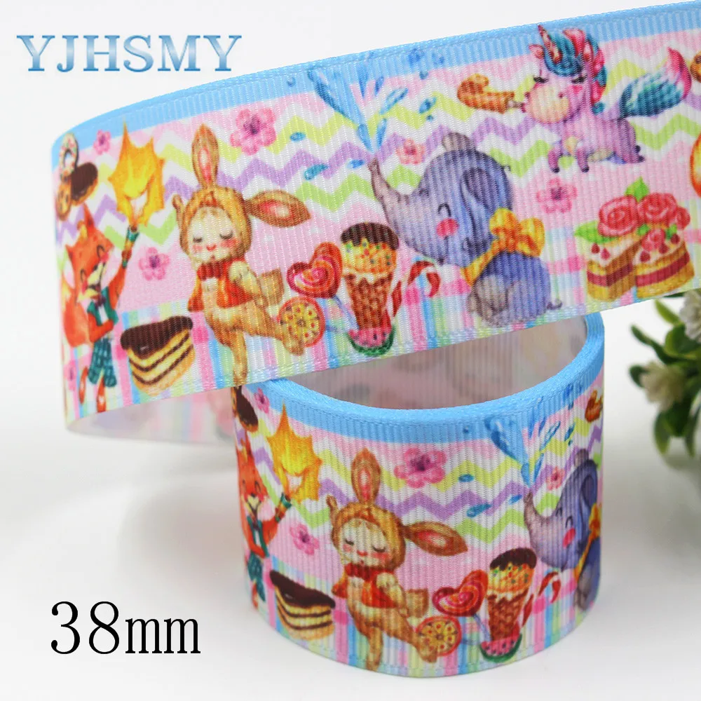 YJHSMY I-191211-2671, 38 мм, 10 ярдов мультфильм печатных корсажные ленты, одежда лук кепки DIY вечерние материалы для украшения дома - Цвет: I-191211-2676