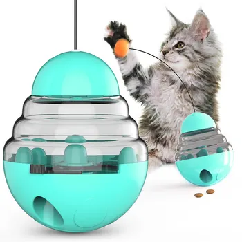 

Interactive Pet Dog Cat Toy Tumbler With Food Container Leaking Food Ball With Teasing Wand Slow Food Feeder Pet Products Sale