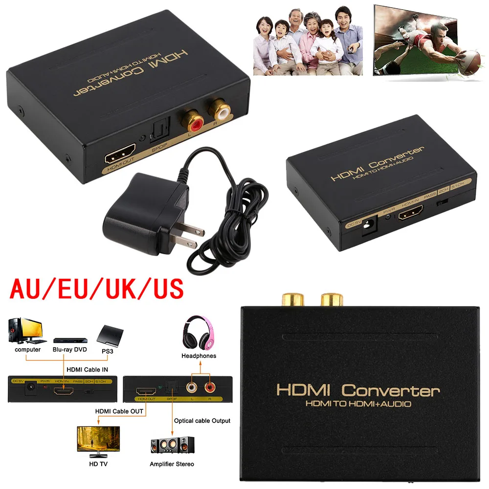 HDMI аудио преобразователь 5.1CH аудио сплиттер 1080P Стерео аналоговый HDMI к HDMI Оптический SPDIF+ R/L адаптеры-Конвертеры