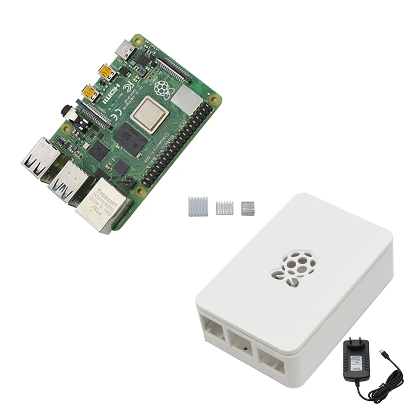 ABSF для Raspberry Pi 4 Модель B ABS чехол 4G Оперативная память DIY Kit с белым радиатора 5V 3A Мощность адаптер для Raspberry PI 4B