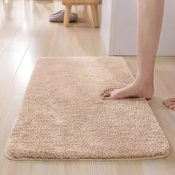 

Bathroom Fluffy Carpet Solid Rectangle Water Absorption Non-slip For Shower Room Kitchen Functional Quality Indoor Soft Foot Pad