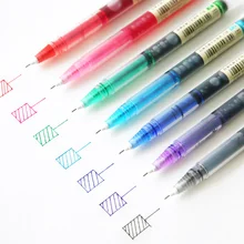 keyord 7pcs/set colourful Straight liquid gel pen Artistic font Creative neuter pen Business School office supplies