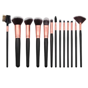 

1 Set 13pcs Makeup Brush Kit Black Wooden Handle Eyeshadow Brush Eyebrow Brushes Assorted Cosmetic Brushes