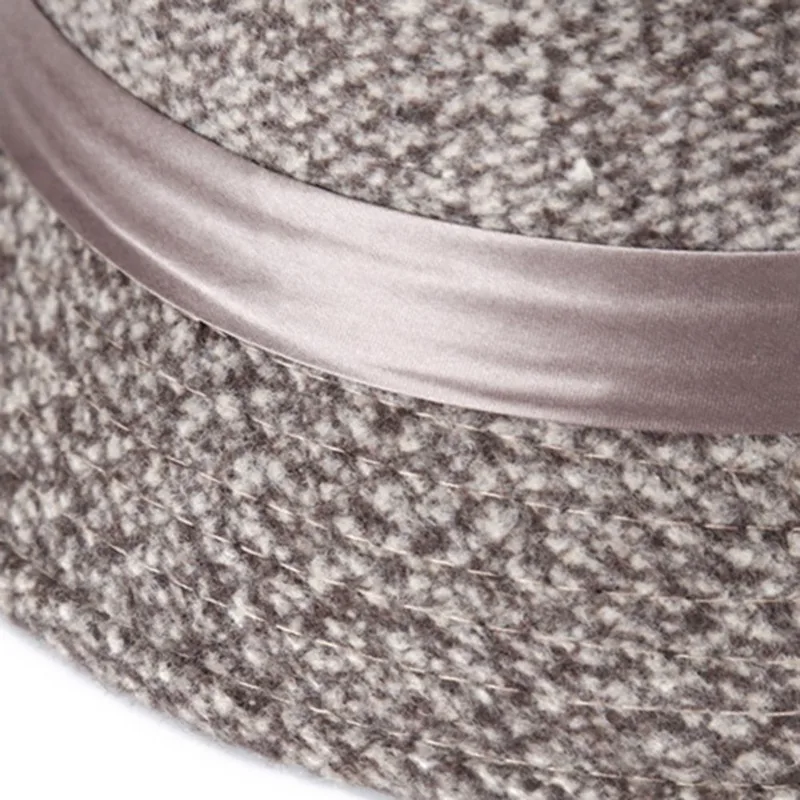 Новая женская шляпа Fedora Женская шерстяная купольная Кепка для девочек осень-зима шерстяная шапка с цветком шапочка для бассейна шерстяной купол
