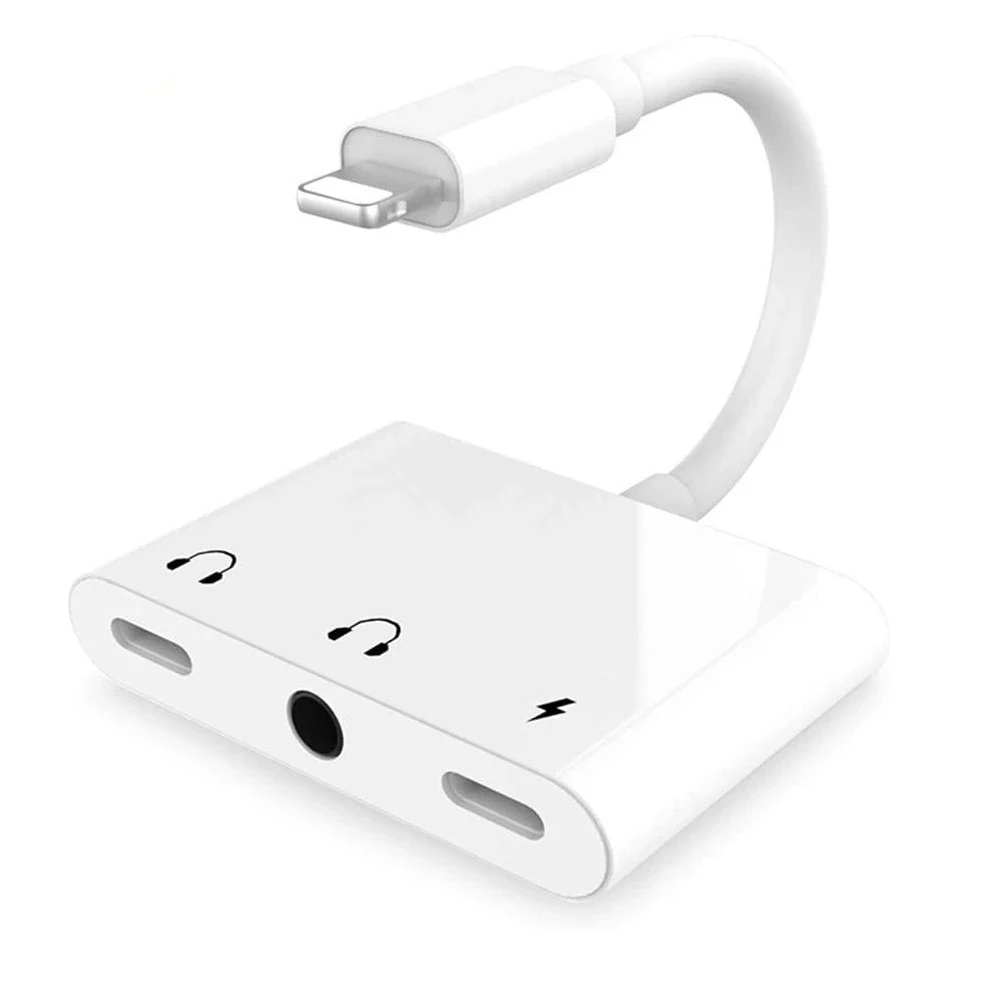 3 In 1 Di Ricarica Audio Adattatore Per Cuffie Splitter Per Dual Fulmine + Jack Da 3.5Mm Cavo Fast Charger Per Iphone Se/8/7/X Xr Ios