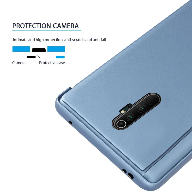 Чехол для Xiaomi Redmi Note 8 Pro, умный зеркальный Прозрачный чехол с откидной подставкой для Redmi Note 8 Pro, роскошный флип-чехол