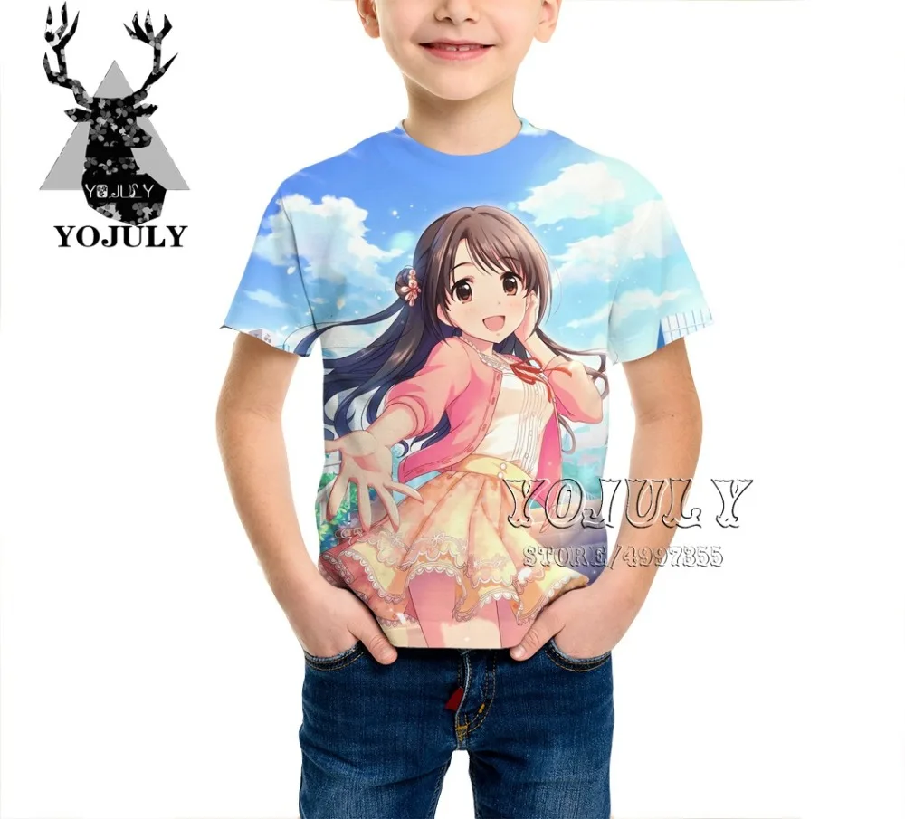 YOJULY/детская одежда Idol Master, Детская футболка с 3d принтом Золушки для девочек и мальчиков Лидер продаж, модные футболки A466