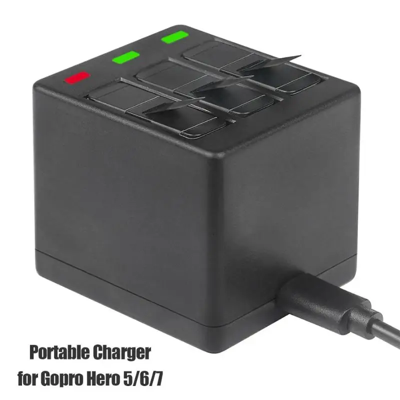 Прочный 3 слота зарядное устройство Зарядка коробка для хранения для GoPro Hero 5 6 7 Спортивная камера высокая эффективность Импульсный источник питания