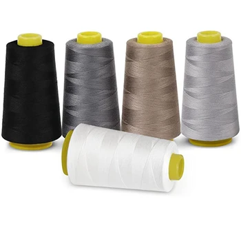 

100% Polyester Overlocking Sewing Machine Thread for 5 Colours 7000 Yard Cones
