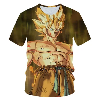 

2020 New Men And Women Personality Anime Dragon Ball Z 3d Printing Super Saiyan Goku T-shirt Cool Fashion Short-sleeved T Shirt