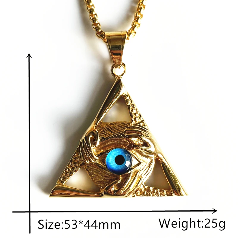 Evil Eye Necklace Triangle Eye Jewelry,Eye of Providence Triangle Pendant Third Eye Necklace 