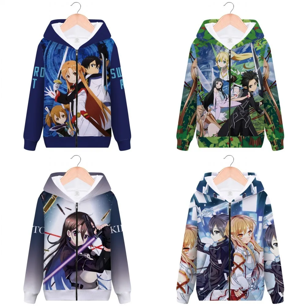 

Anime Sword Art Online Kazuto SAO Men's Hoodies zipper 3D Print Streetwear Casual Sweatshirts Teenager Boys Hooded Coat Jacket