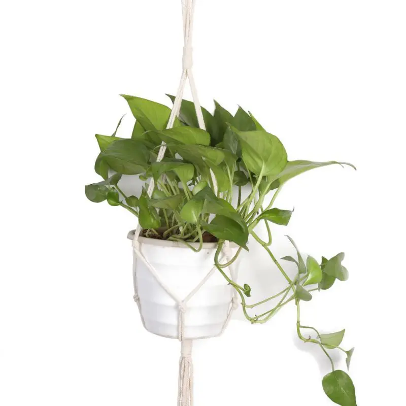 Hand Knitting Natural Fine Cordage Indoor Balcony Garden Decor Flower Pot Pant Hanging Hemp Rope