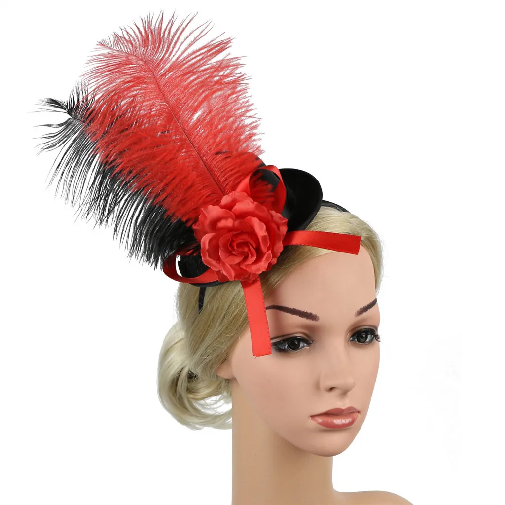 Рождественская повязка на голову ремешок Цветочная шапка с перьями женские