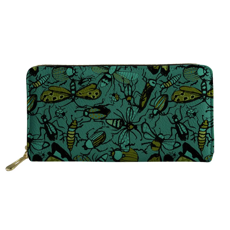 As Picture Thikin Pretty Colorful Butterfly Long Wallet Women Purses Fashion Coin Purse Card Holder Female Clutch Money Bag PU Leather - Цвет: As Picture