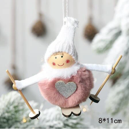 Милый ангел плюшевая кукла Рождественское украшение подвеска творческая Рождественская елка украшения Рождественские украшения для дома с утолщённой меховой опушкой - Цвет: Fluorescence Yellow