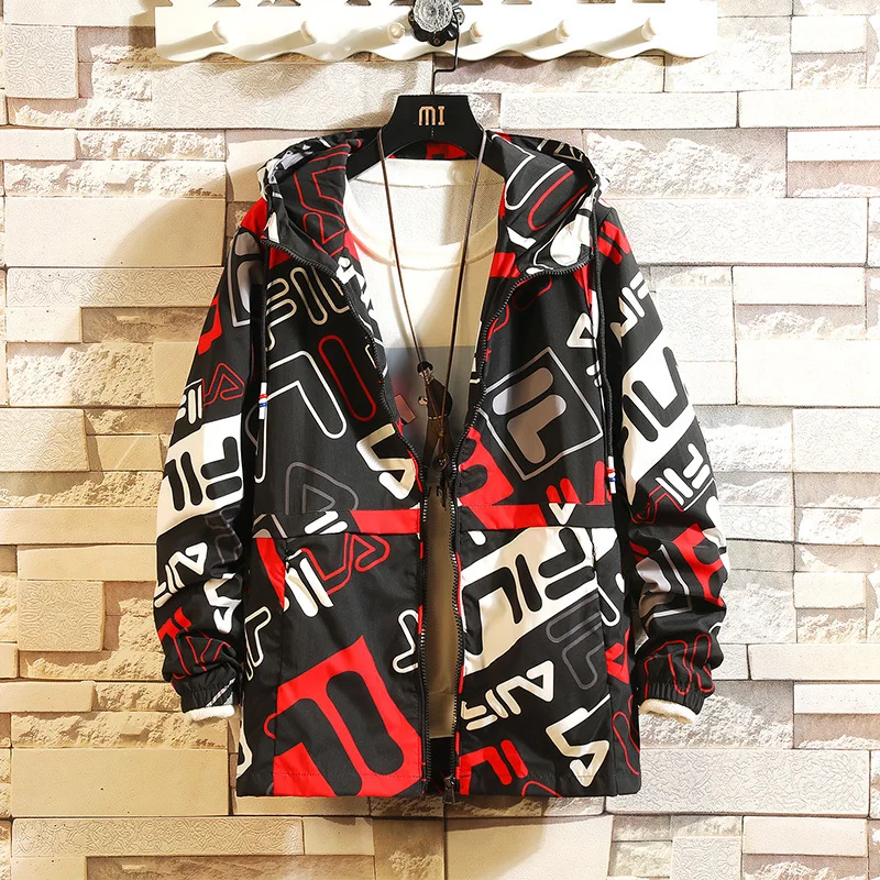 

2020 Autumn bomber Jacket Enlarge Trend Leisure Time Loose Coat Male windbreaker hip hop Chinese Style Cartoon Blue Gray
