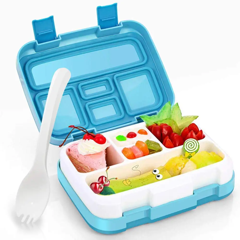 

Bento Box Lunch Box for Kids Childrens Bento Box Kids Bento Box Leak-Proof Food Container 5 Compartments with a Spoon for School