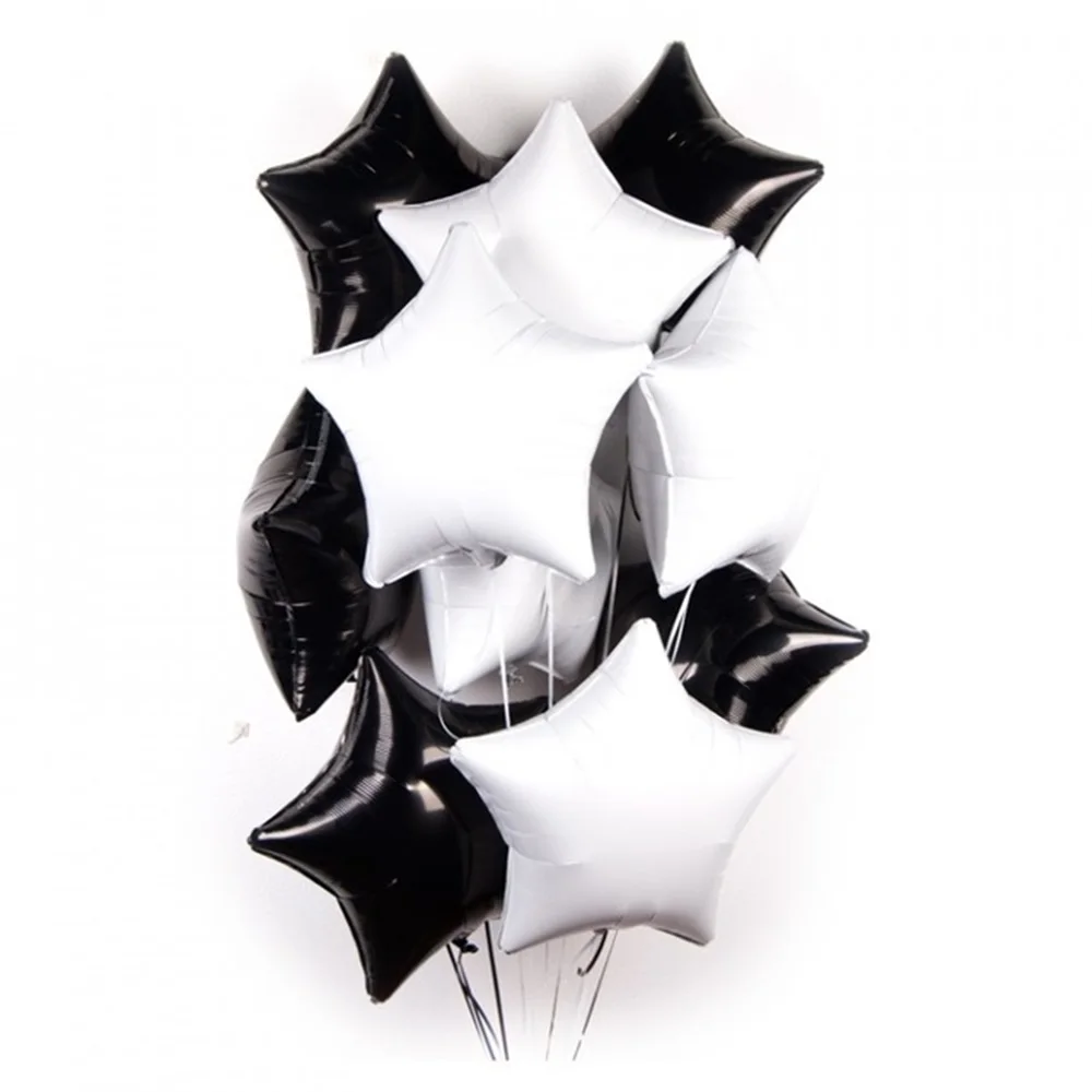 white black 12 шт. детский душ 18 дюймов Розовый Белый Звездные гелиевые фольгированные шары для девочек с днем рождения принадлежности для вечеринки 1st вечерние украшения воздушный шар - Цвет: white black