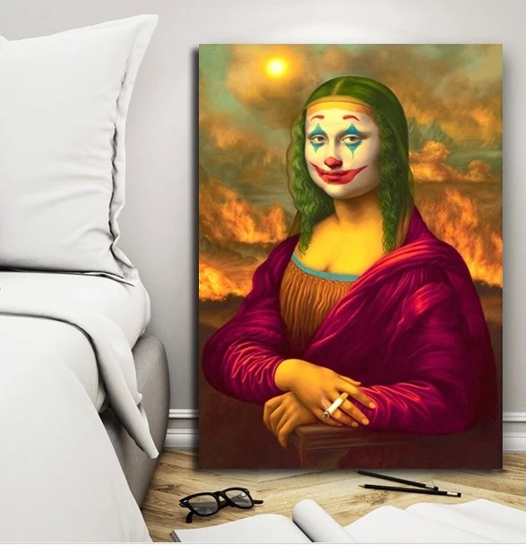 Mive Star Joke Mona Lisa Printed Poster Cartoon Animal Print Canvas  Painting With Nursery Wall Decor Baby Shower Gift - Painting & Calligraphy  - AliExpress