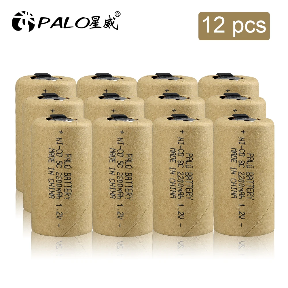 Аккумуляторная батарея Palo 2-12 шт. SC 1 2 в 2200 мАч Sub C Ni-Cd cell со сварочными насадками