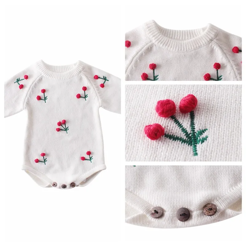 Комбинезон для маленьких девочек; Осенний комбинезон для новорожденных; трикотажная одежда для малышей с длинными рукавами; хлопковый комбинезон с вишенками для малышей; Одежда для девочек