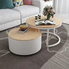 Table basse nordique, salon, maison, rétractable, simple, petit appartement, créatif, table d'appoint ronde et mobile